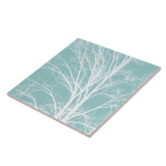 Carreau Branches d'arbre blanc bleu rustique (Côté)