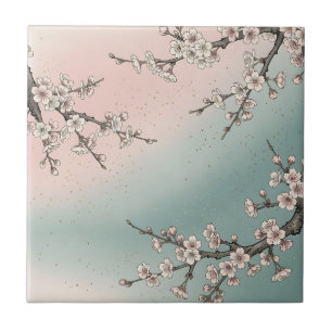 Carreau Branches de cerisier rose délicat Sakura 