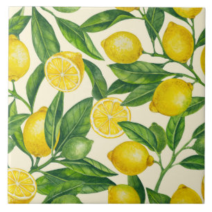 Carreau Branches de citron vert et jaune