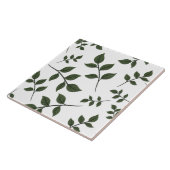 Carreau Branches de feuillage avec Feuilles verts en blanc (Côté)