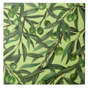 Carreau Branches d'olive sur le vert miel