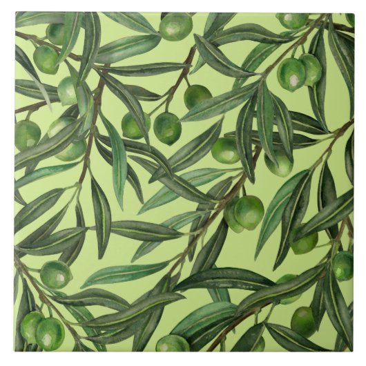 Carreau Branches d'olive sur le vert miel (Devant)