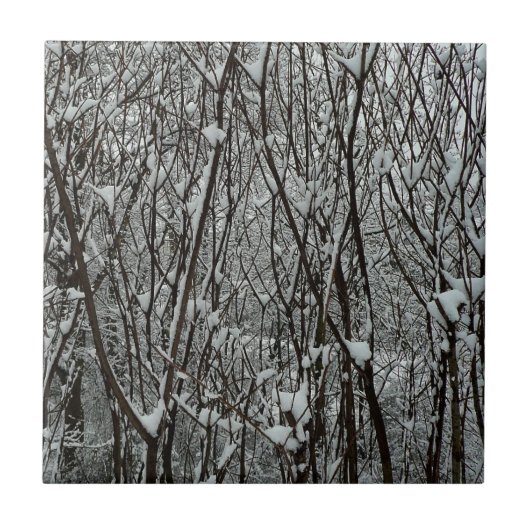 Carreau Branches enneigées Hiver Abstrait (Devant)