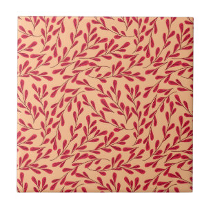 Carreau Branches feuillues rouges motif sans couture