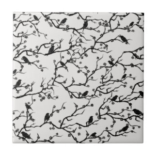 Carreau Branches Oiseaux et Sakura Peinture japonaise