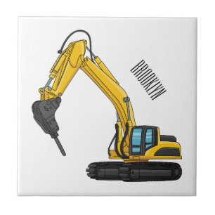 Carreau Breaker excavator cartoon illustration