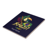 Carreau Brésil Vintage Toucan Drapeau Samba Masque Souveni (Côté)