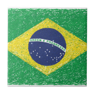 Carreau Brésilien de *Hand-sketch* de drapeau du Brésil