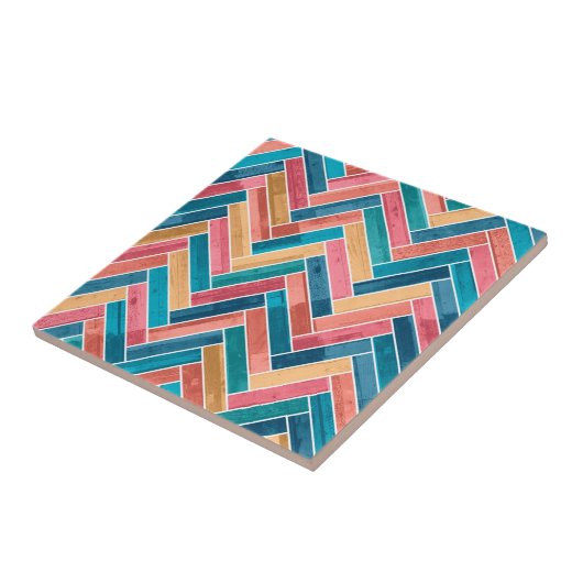 Carreau Bright Colorful Herringbone Pattern (Côté)