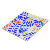 Carreau Bright Royal Blue Floral Motif de printemps (Côté)