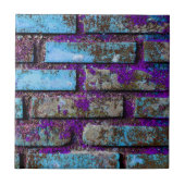 Carreau Briques bleues et violettes texturées (Devant)