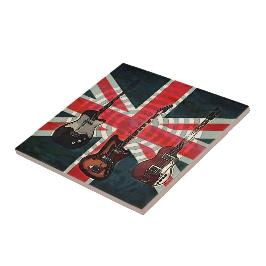 Carreau British Union Jack Flag Rock Roll Electric Guitar (Côté)