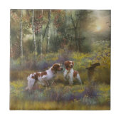Carreau Brittany Spaniels, Chasse en bois, Art (Devant)
