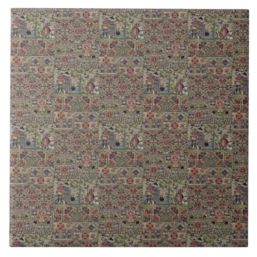 Carreau Broderie britannique vintage Motif bleu rose (Devant)