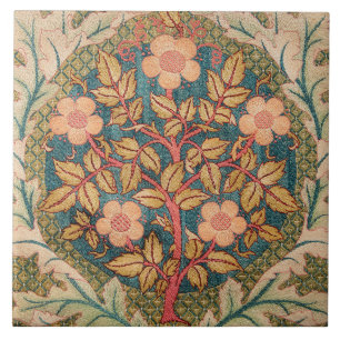 Carreau Broderie de germes roses par William Morris