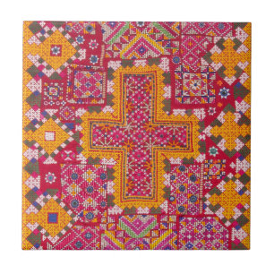 Carreau Broderie indienne colorée Imprimer