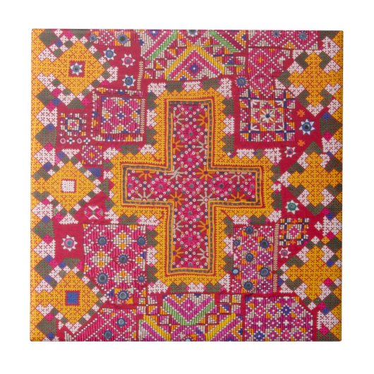 Carreau Broderie indienne colorée Imprimer (Devant)