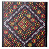 Carreau Broderie orange rouge de Vyshyvanka d'Ukrainien (Devant)