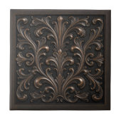 Carreau Bronze Oxydé Renaissance Feuillage Antique (Devant)