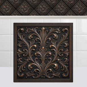 Carreau Bronze Oxydé Renaissance Feuillage Antique