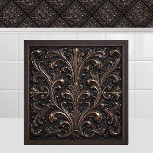 Carreau Bronze Oxydé Renaissance Feuillage Antique