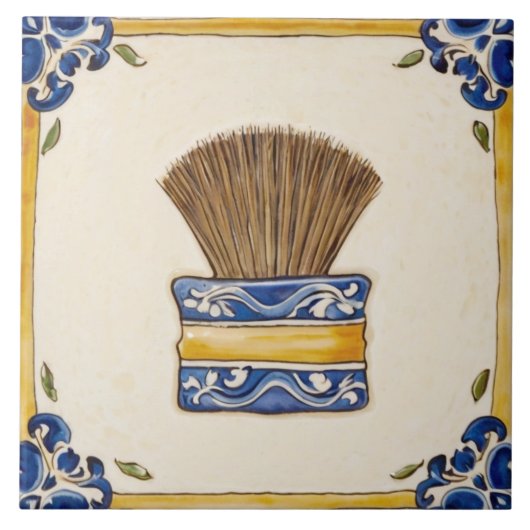 Carreau Brosse à maquillage bleu et or ou salle de bain à (Devant)