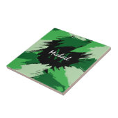 Carreau Brosse nuances de nom vert avec monogramme (Côté)