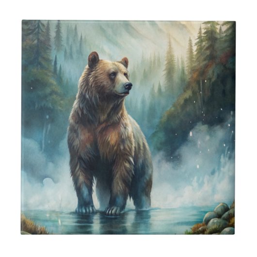 Carreau Brown Bear Square Paper Coaster (Devant)