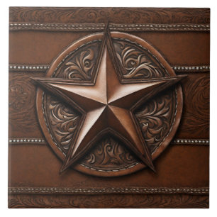 Carreau Brown Cowboy Rustique Western Country Texas Star