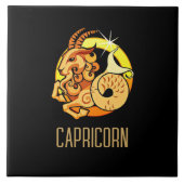 Carreau Brown et or Capricorne signe zodiac noir (Devant)