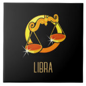 Carreau Brown et or Libra signe zodiaque noir (Devant)