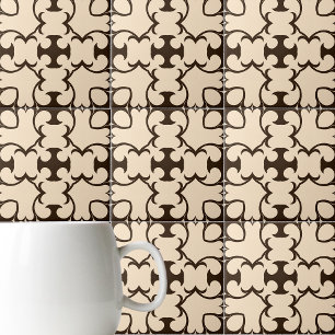 Carreau Brown foncé et crème Marocain Motif géométrique