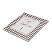 Carreau Brown Harlequin Checkered Wedding Table Number (Côté)