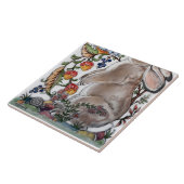 Carreau Brown lapin Lapin Oiseau Floral Mural Inférieur Vi (Côté)