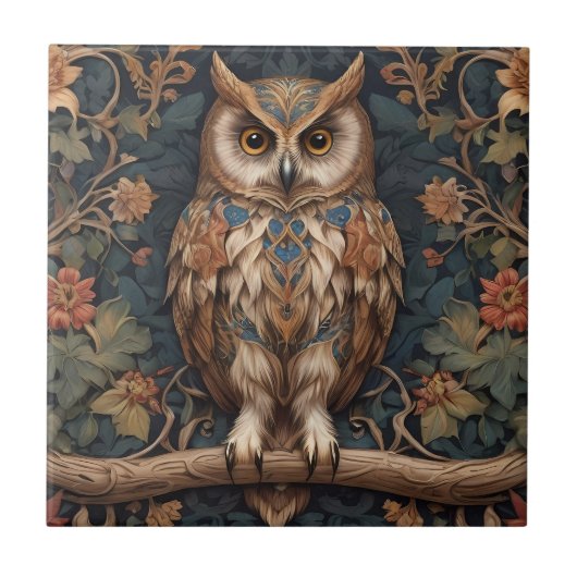 Carreau Brown Owl William Morris inspiré (Devant)