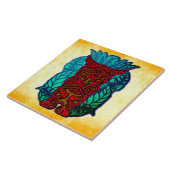 Carreau Brown Tiki sur Orange Grungy Arrière - plan (Côté)