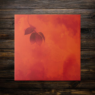 Carreau Brûlé Orange Persimmon Feuilles Abtract Automne