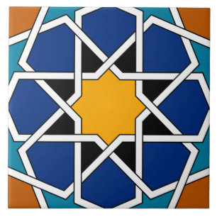Carreau Brun bleu de motif géométrique espagnol marocain