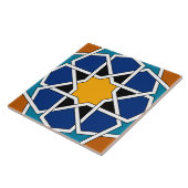 Carreau Brun bleu de motif géométrique espagnol marocain (Côté)