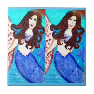 Carreau brune jumelle sirènes bleu