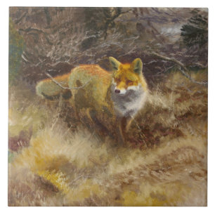 Carreau Bruno Liljefors - Fox et paysage