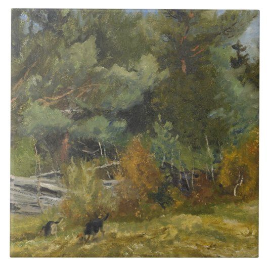 Carreau Bruno Liljefors - Haches d'odeur à la clôture (Devant)