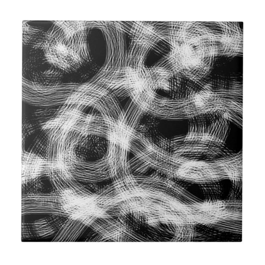 Carreau Brush Stroke noir et blanc (Devant)