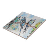 Carreau Budgie Aquarelle Peinture Oiseaux Oiseaux Whimsica (Côté)