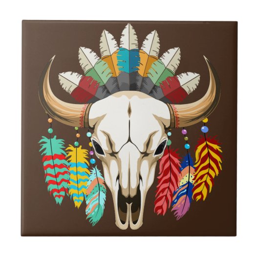 Carreau Buffalo Skull Native American Emblem (Devant)
