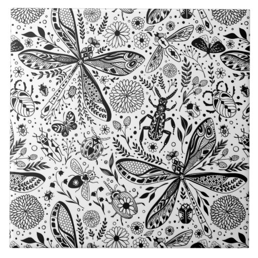 Carreau Bugs de Doodle sur bleu foncé (Devant)