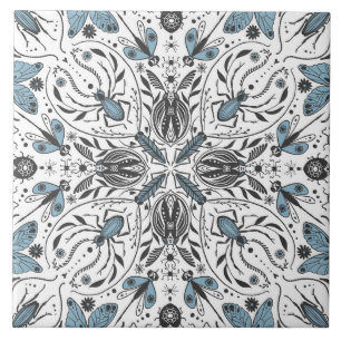 Carreau Bugs, noir et bleu