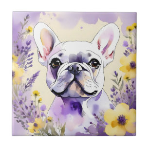 Carreau Bulldog français et Fleur sauvage