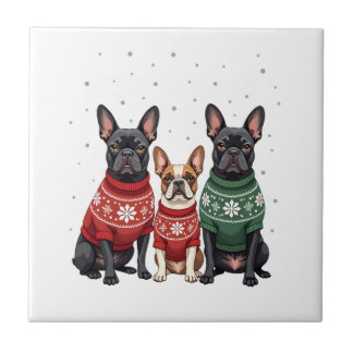 Carreau Bulldogs français de Noël Frenchie de Noël Chien 2
