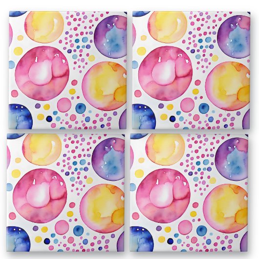 Carreau Bulles d'aquarelle rose et violet